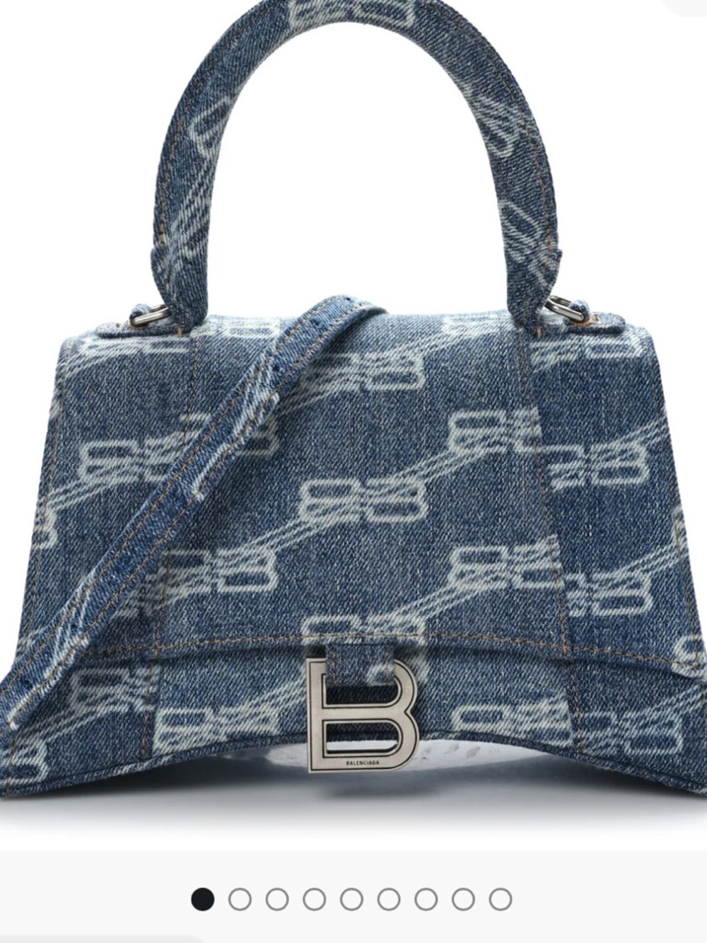 Balenciaga Denim Hourglass Top-Handle Bag in Blue - Picture 14 of 14